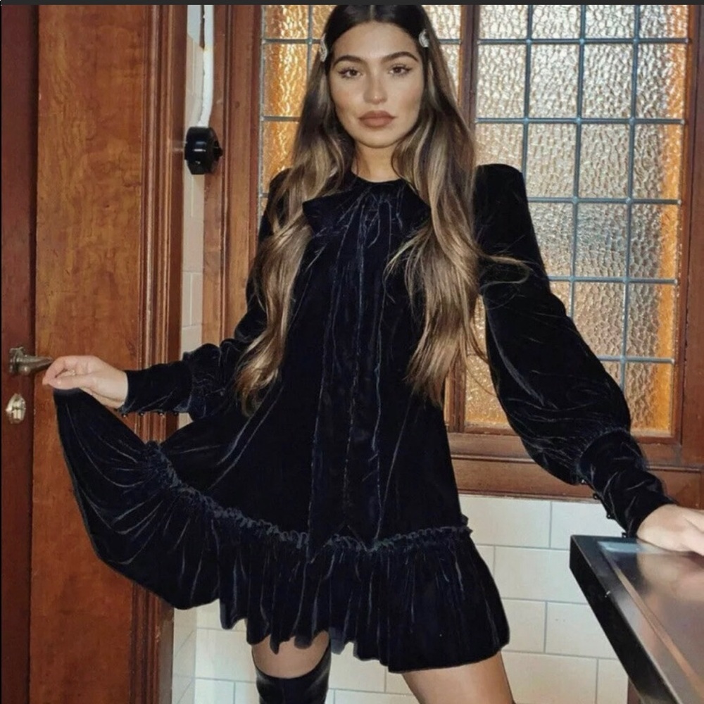 The Vampire’s Wife X H&M Pussy Bow Tie Velvet Dress 🖤